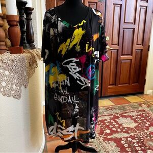 Shein Fit Black Plus Size Graffiti Dress Size 24/26